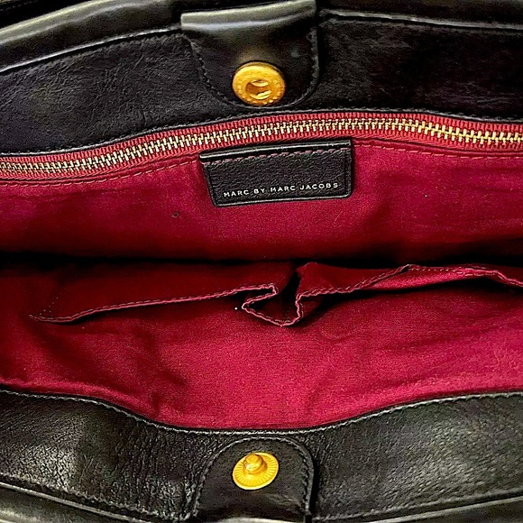 MARC JACOBS Luna Black Leather Top Handle Crossbody Tote Gold Hardware LIKE NEW - Picture 5 of 16